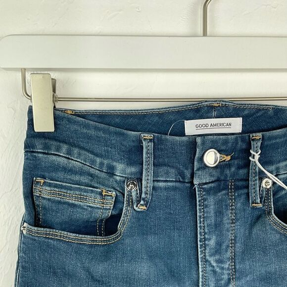 Good American Good Waist Raw Hem Ankle Skinny Jeans 00 24 - Picture 3 of 7